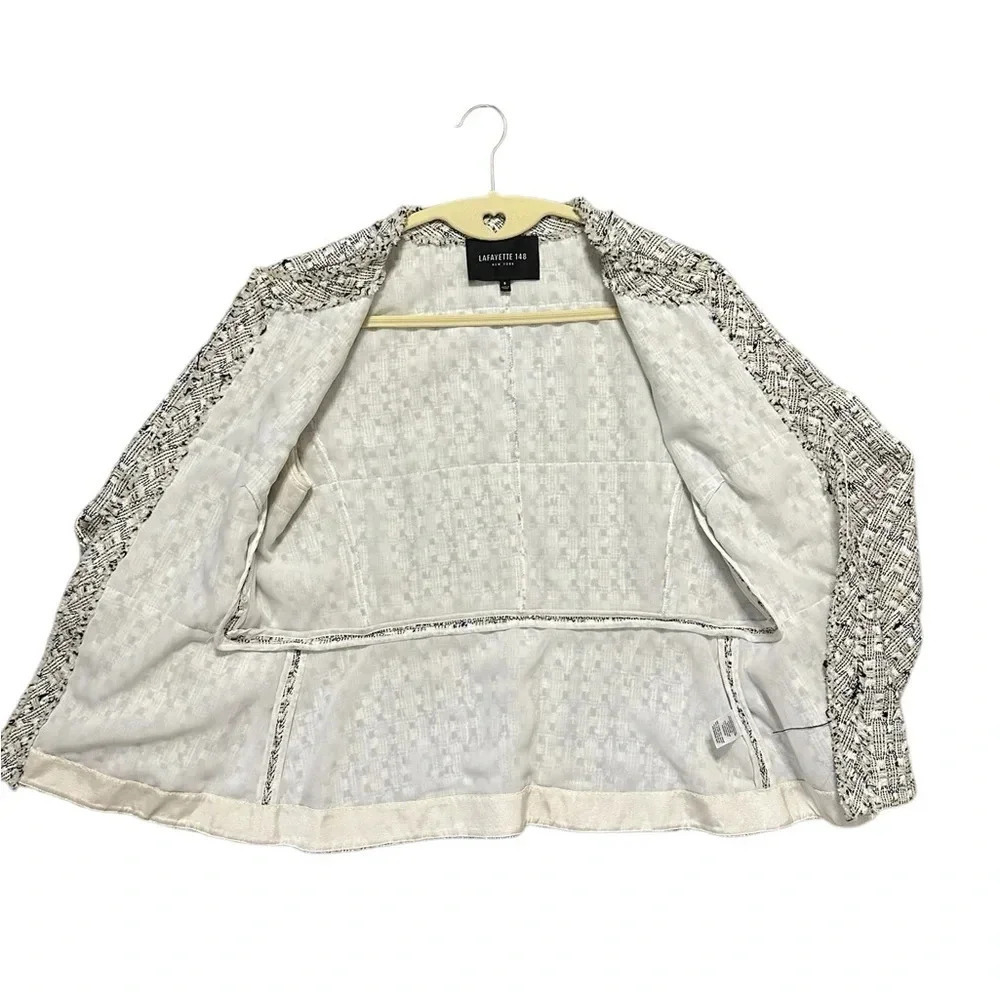 Lafayette 148 Noelle Tweed Boucle Jacket Black White Sz 6 - Picture 5 of 9